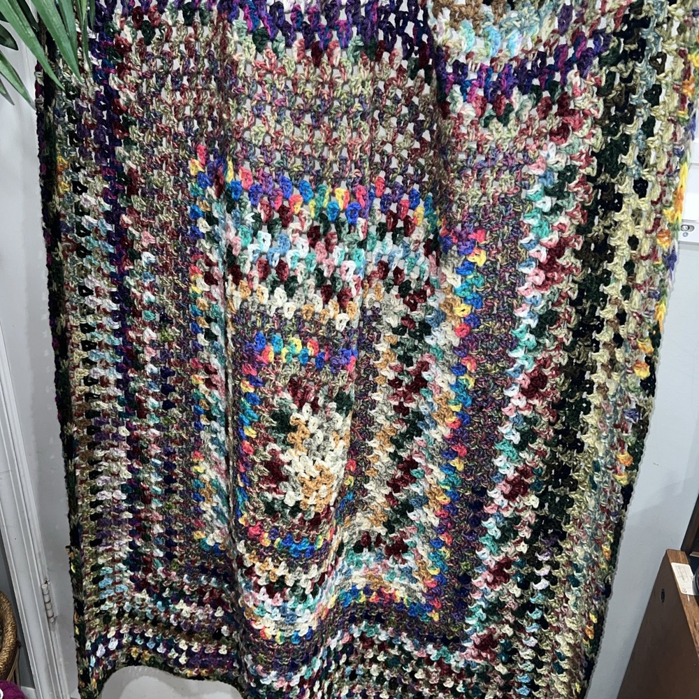 NEW HANDMADE crocheted afghan blanket throw53x54 Multicolor Beautiful New‎ Gift